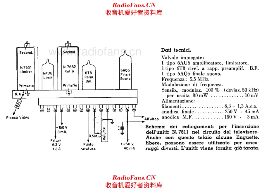Geloso 7811 TV Sound unit specs 电路原理图.pdf_第1页