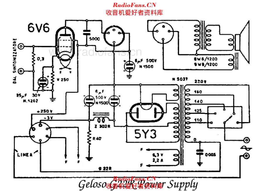 Geloso G22R Power Supply and amplifier 电路原理图.pdf_第1页