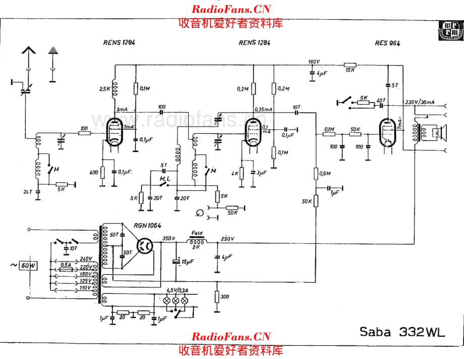 SABA 332WL 电路原理图.pdf_第1页