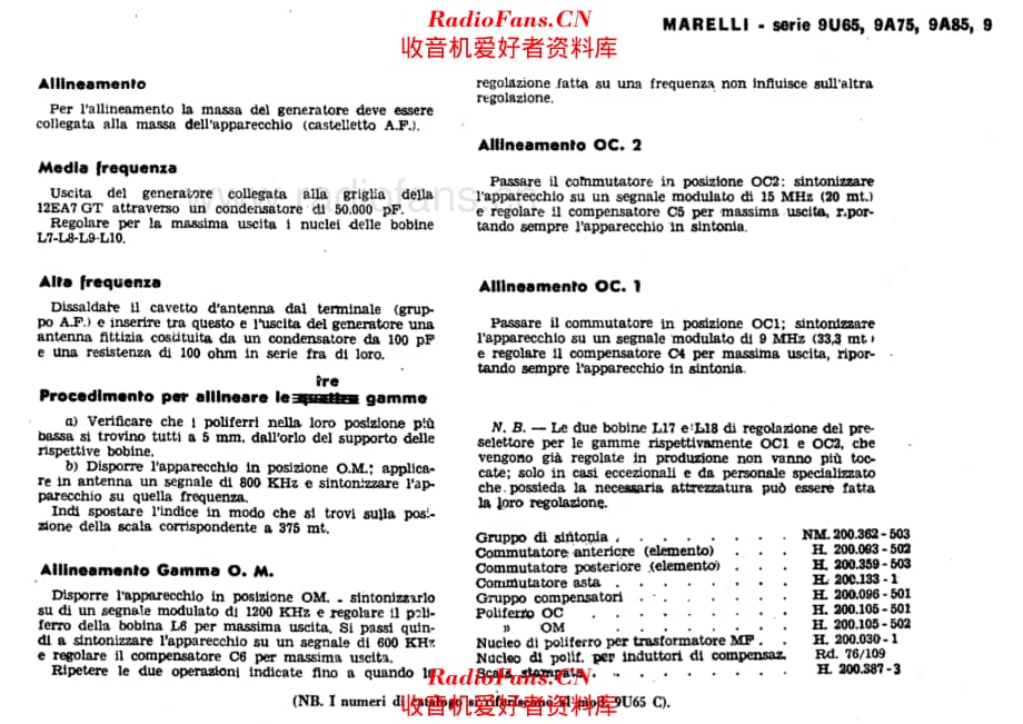 Radiomarelli 9U65G alignment 电路原理图.pdf_第1页