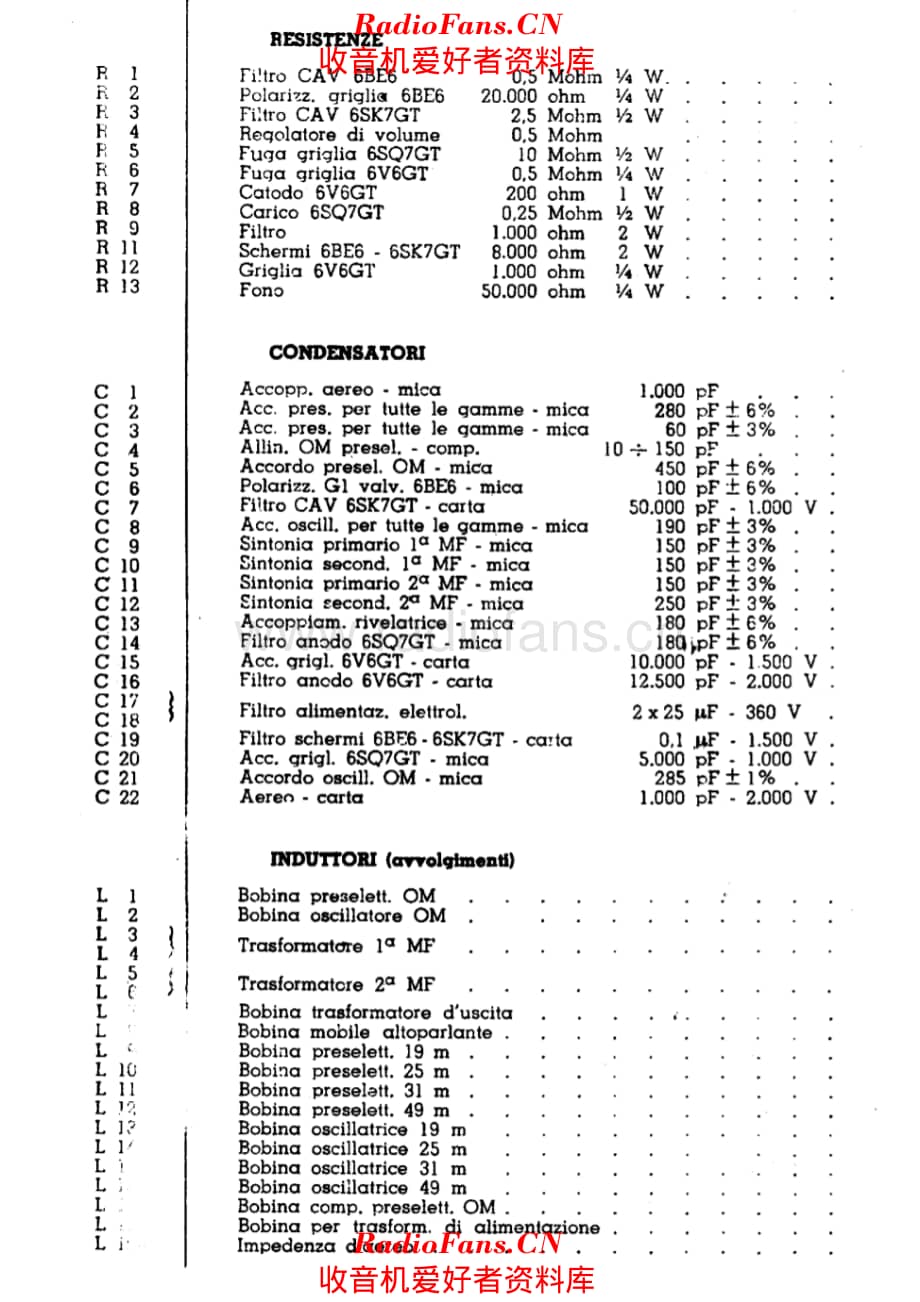 Radiomarelli 11A25 components 电路原理图.pdf_第1页