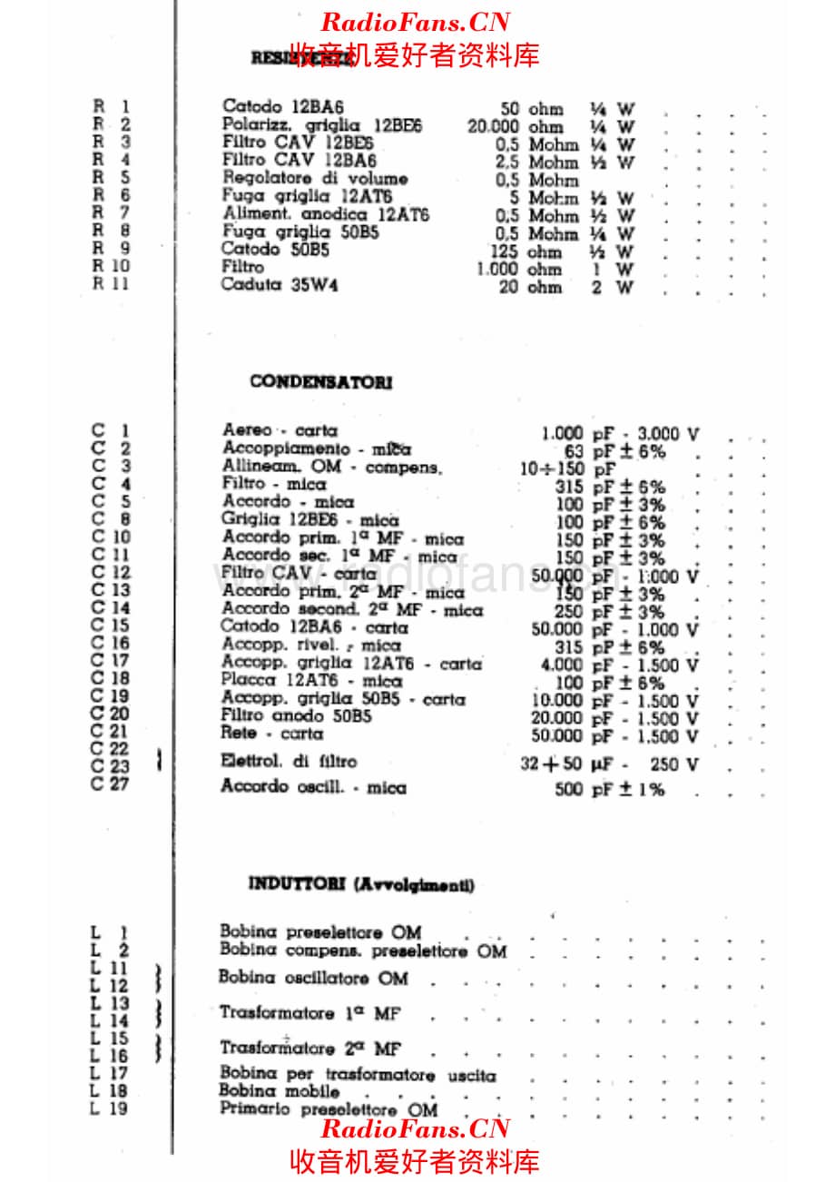 Radiomarelli 125 Components 电路原理图.pdf_第1页