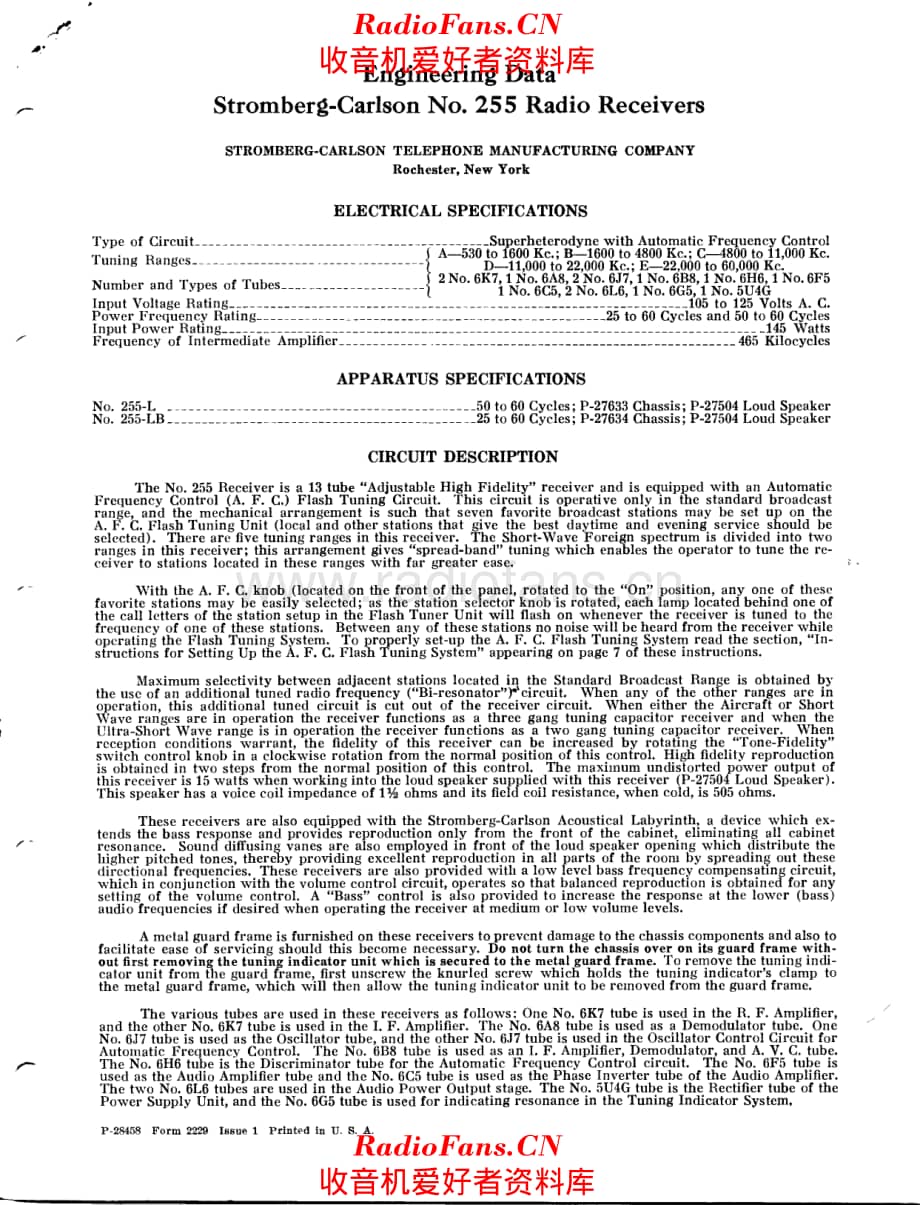 Stromberg Carlson 255 service manual 电路原理图.pdf_第1页