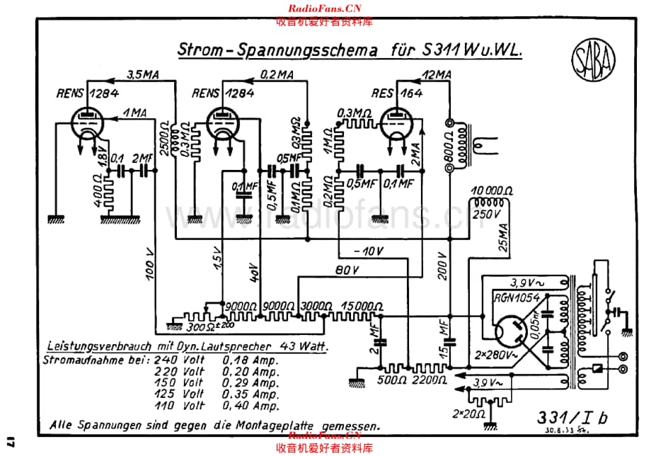 Saba 311W 311WL 电路原理图.pdf_第1页