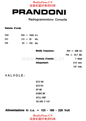 Prandoni Radiogrammofono Consolle specs_2 电路原理图.pdf