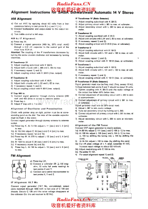 Saba Schwarzwald Automatic 14 V alignment 电路原理图.pdf