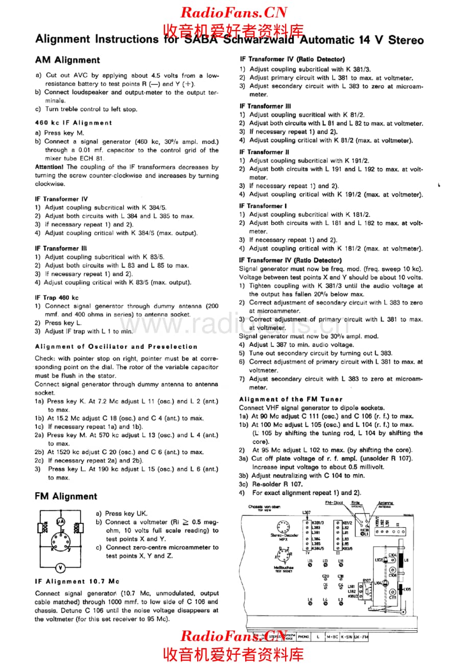 Saba Schwarzwald Automatic 14 V alignment 电路原理图.pdf_第1页