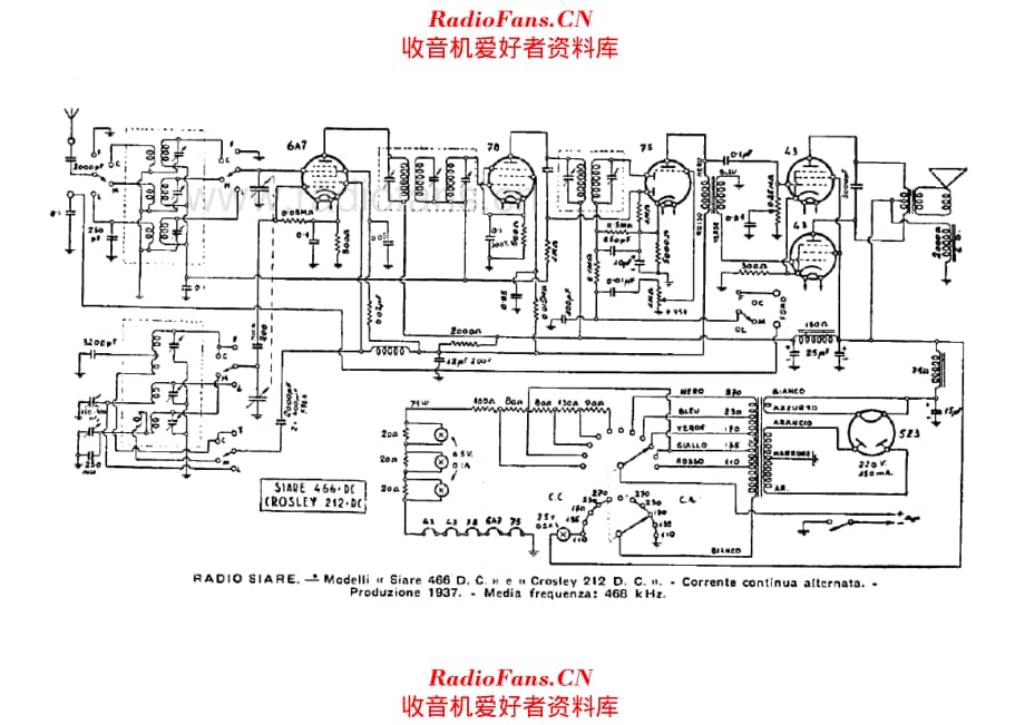 Siare 466DC Crosley 212DC 电路原理图.pdf_第1页