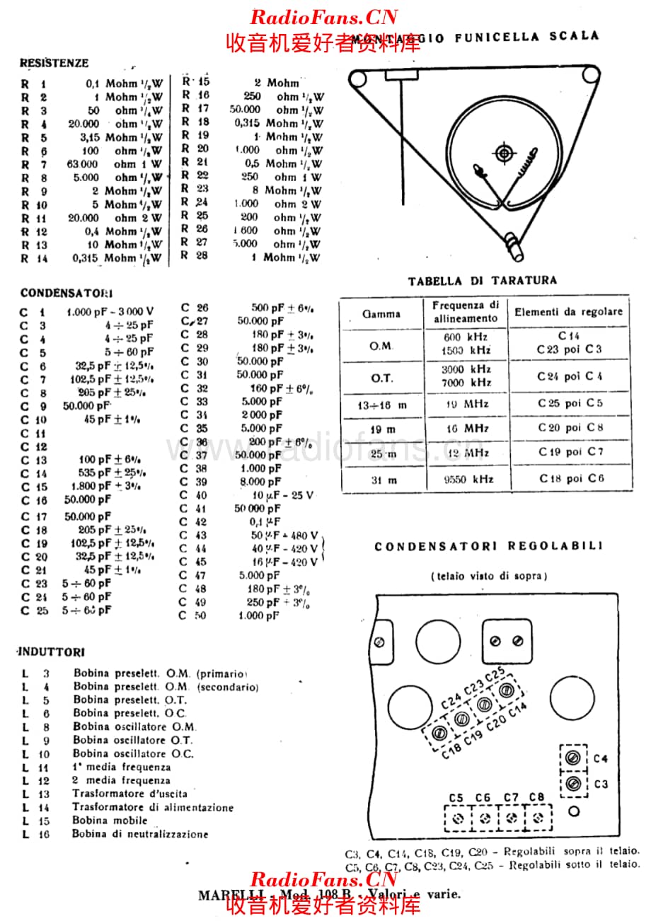 Radiomarelli 108B Tuning cord 电路原理图.pdf_第1页