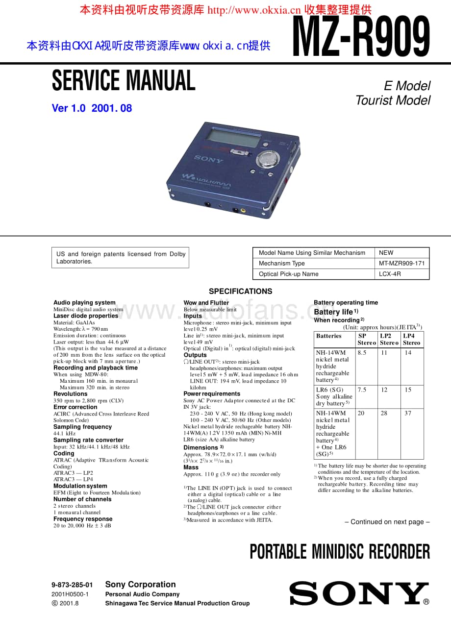 SONY MZ-R909V1.0电路原理图 .pdf_第1页
