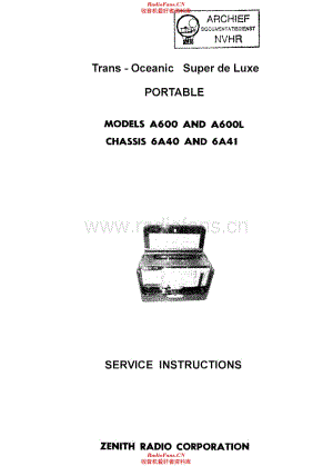 Zenith A600 电路原理图.pdf
