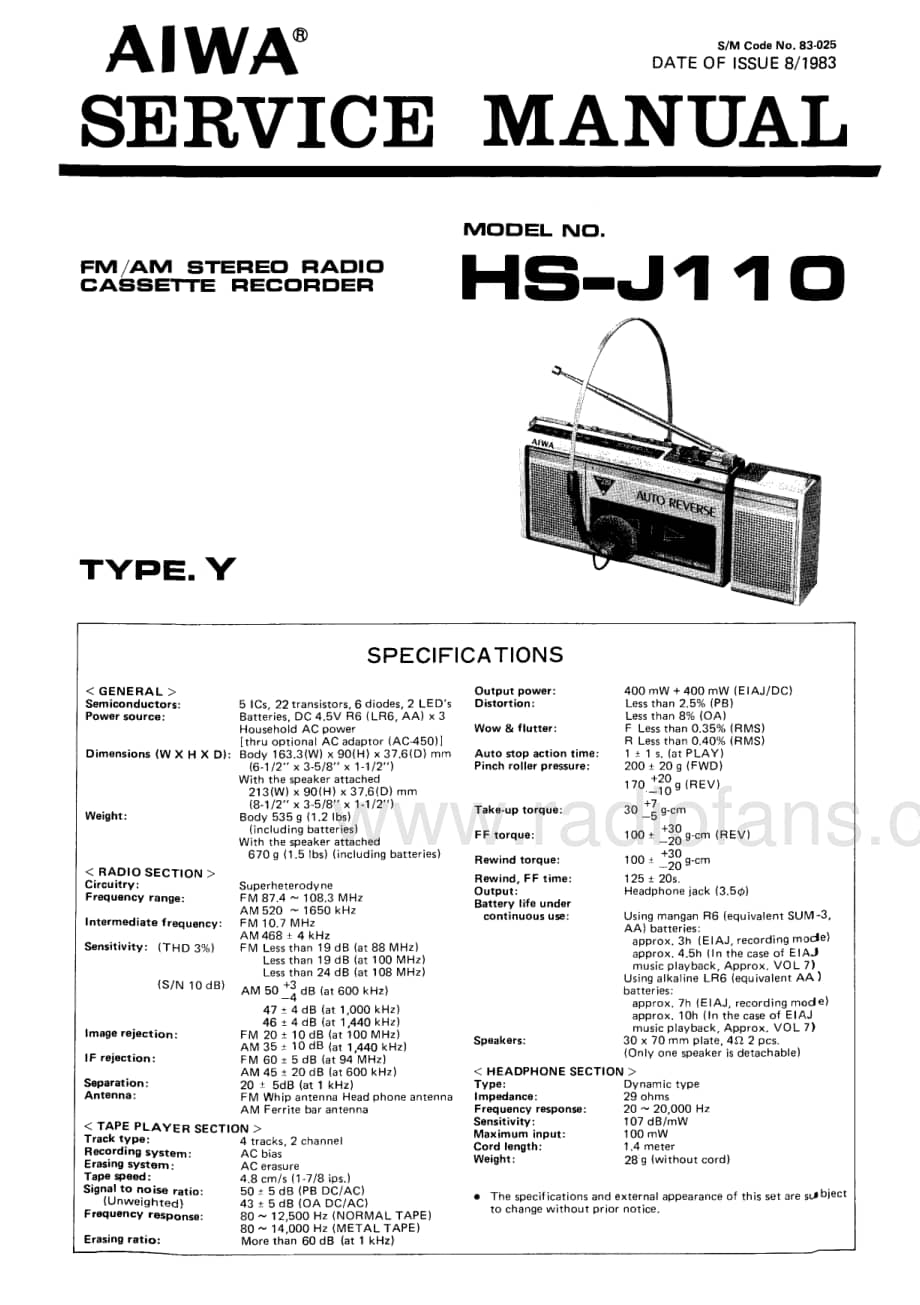 AIWA HS-J110 Service Manual电路原理图 .pdf_第1页