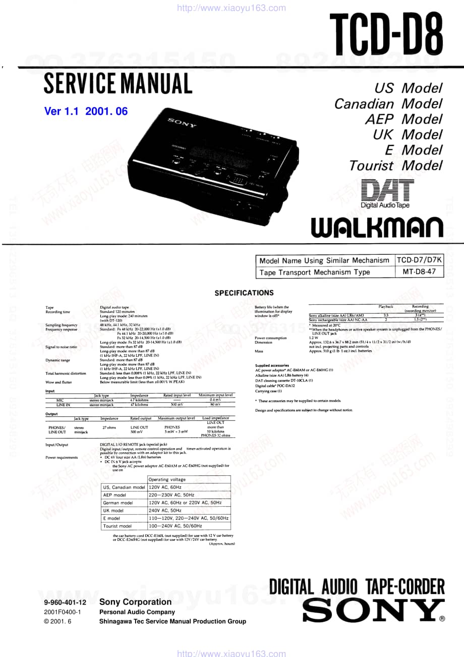 Sony索尼TCD-D8图纸电路原理图 .pdf_第1页