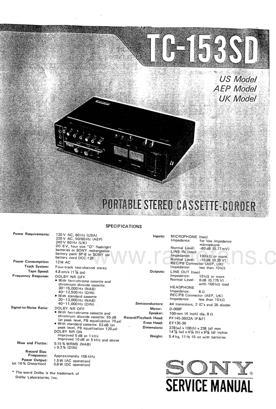 Sony-TC-2890SD-Service-Manual电路原理图 .pdf_第1页