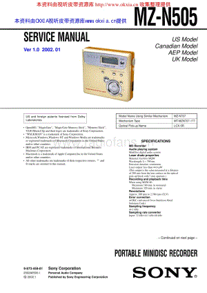 SONY MZ-N505电路原理图 .pdf