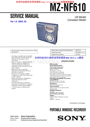 SONY MZ-NF610电路原理图 .pdf