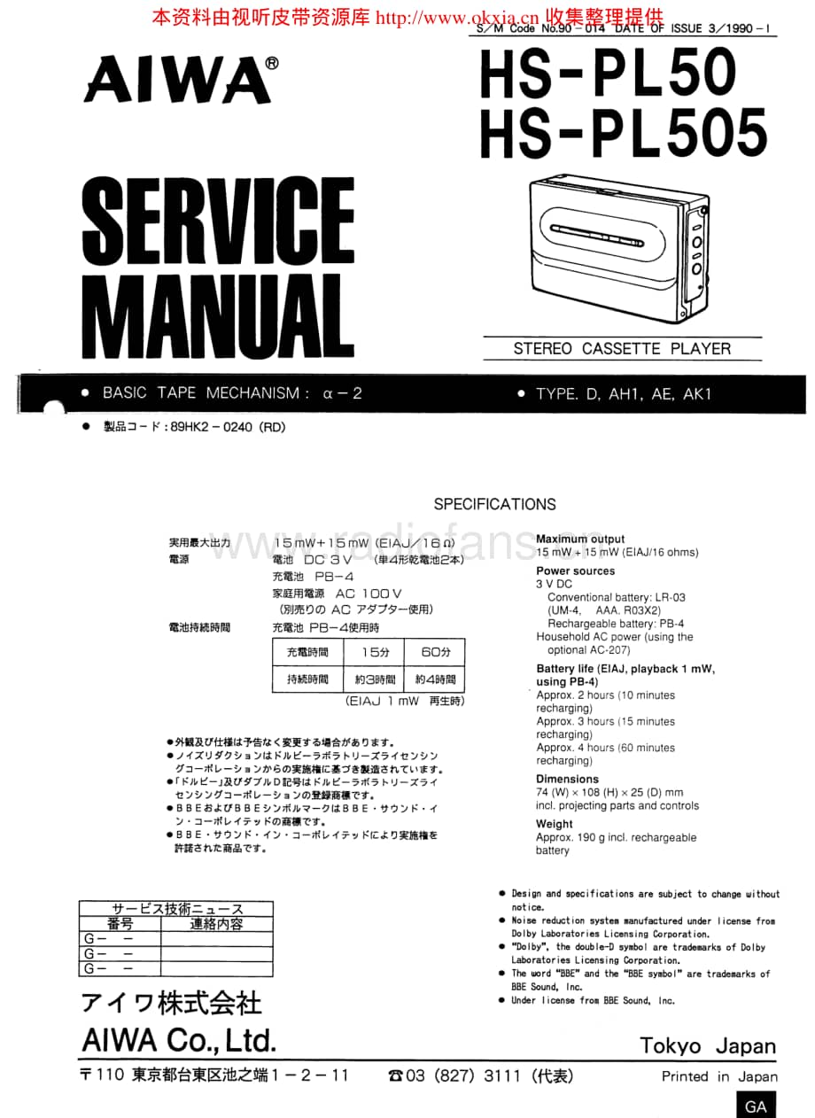AIWA HS-PL50维修手册电路原理图 .pdf_第1页