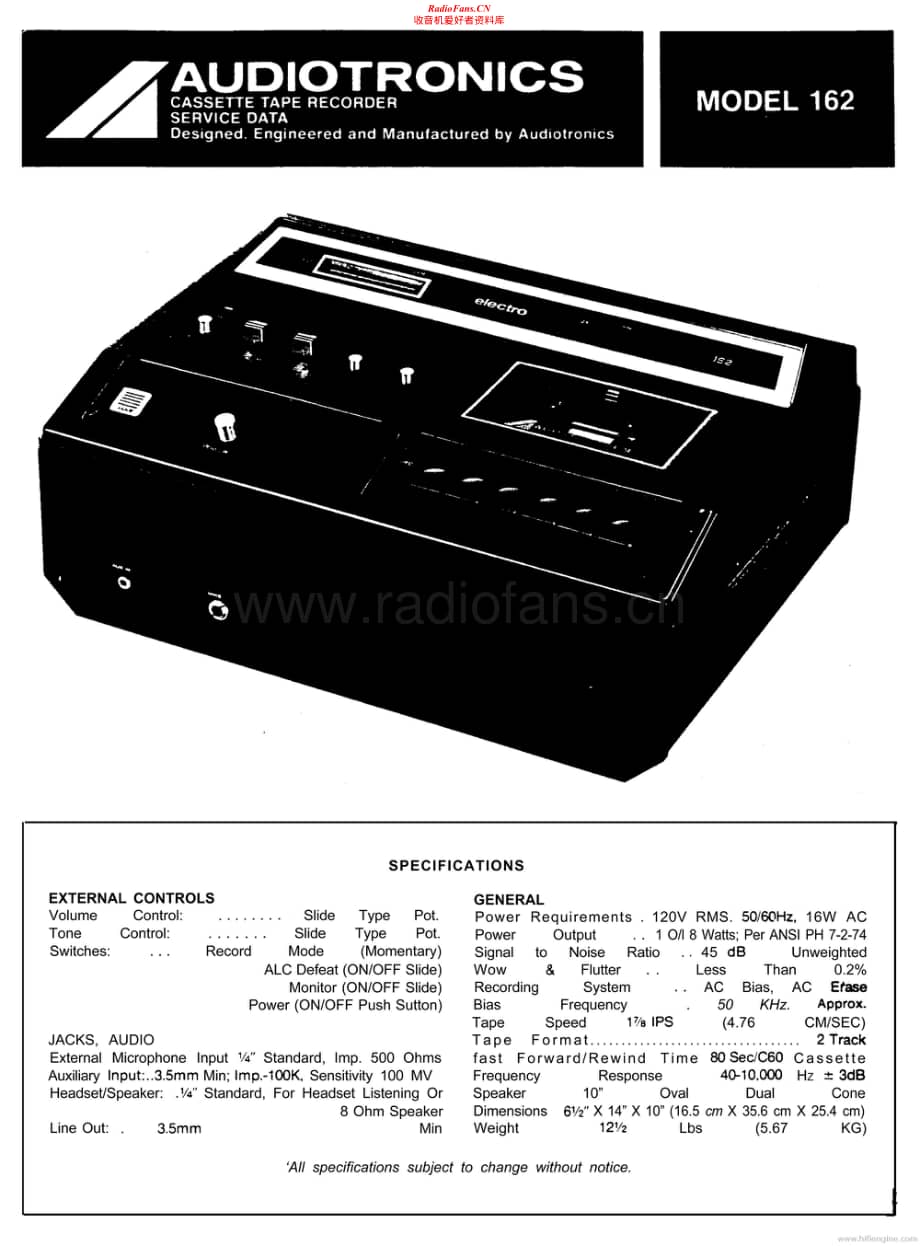 Audiotronics-162-tape-sm维修电路原理图.pdf_第1页