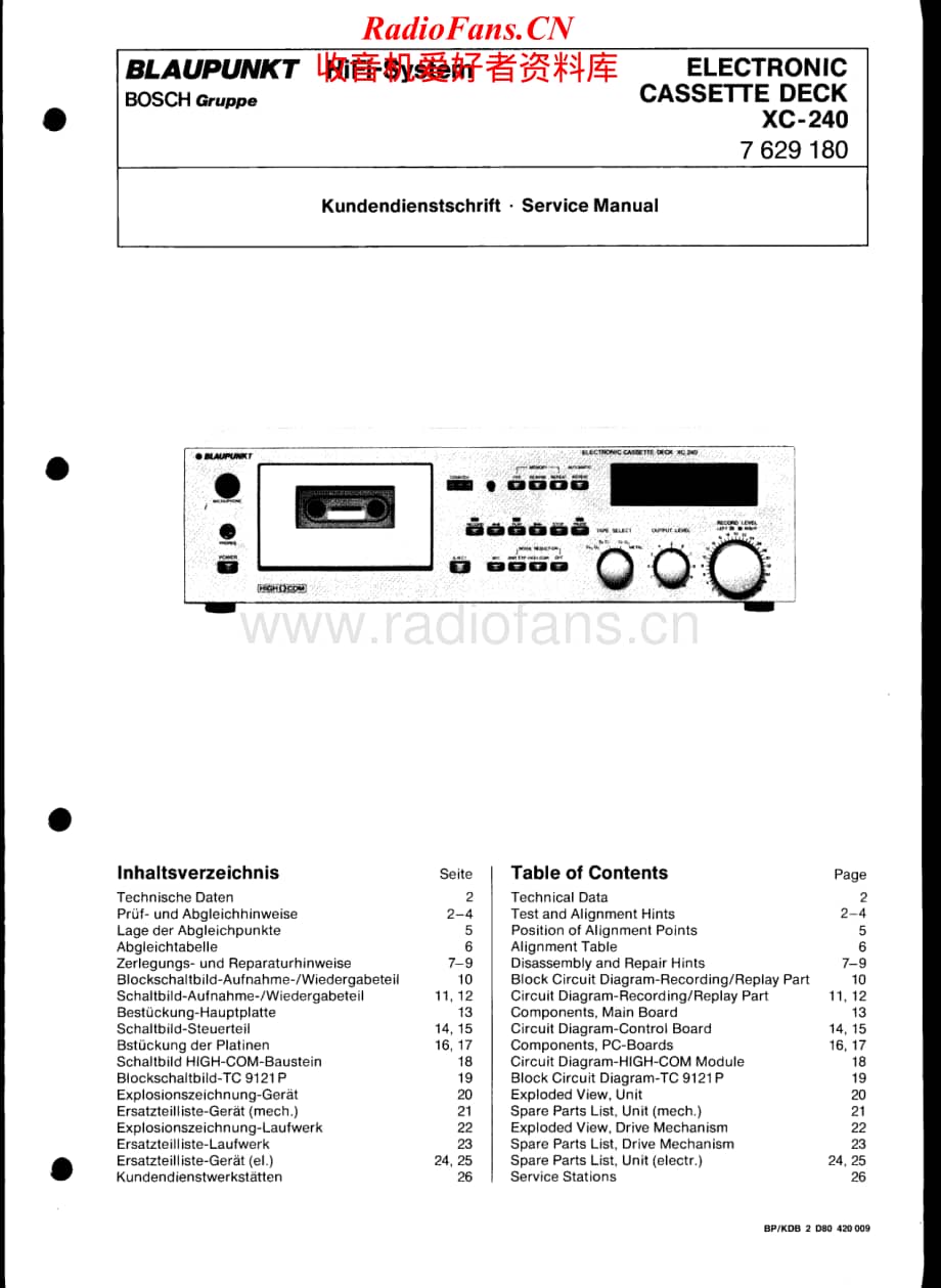 Blaupunkt-XC240-tape-sm维修电路原理图.pdf_第1页