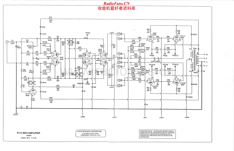 AudioResearch-D115MKII-pwr-sch维修电路原理图.pdf_第1页