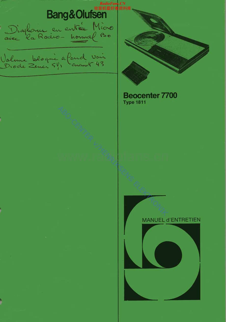 B&O-Beocenter7700-type-1811维修电路原理图.pdf_第1页