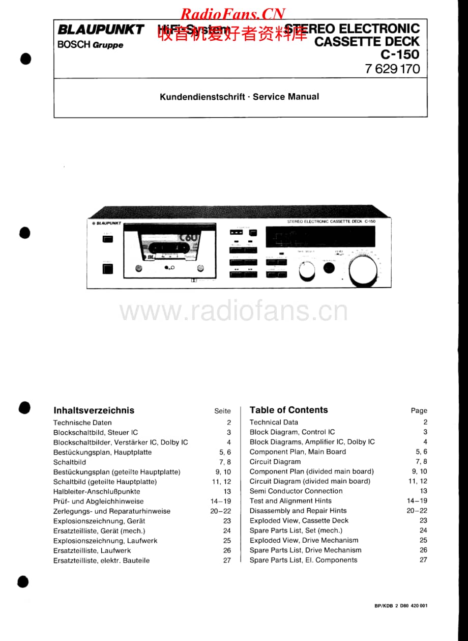 Blaupunkt-C150-tape-sm维修电路原理图.pdf_第1页