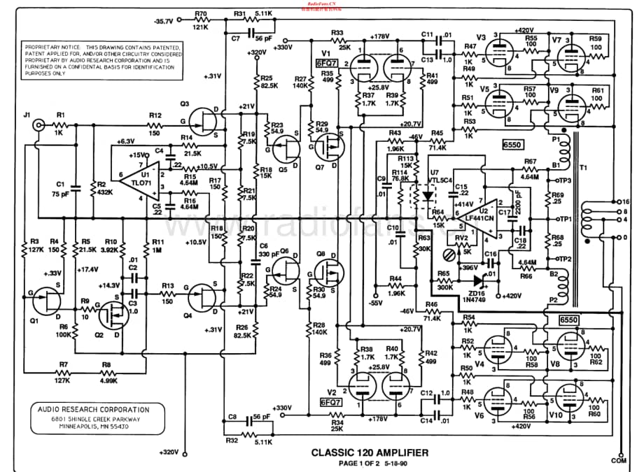 AudioResearch-Classic120-pwr-sch维修电路原理图.pdf_第1页