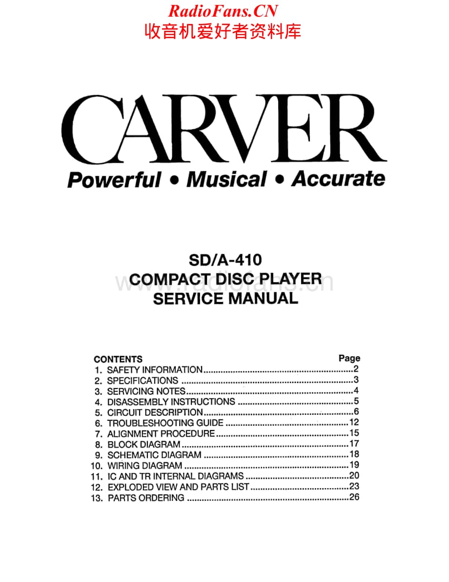 Carver-SDA410-cd-sm维修电路原理图.pdf_第1页