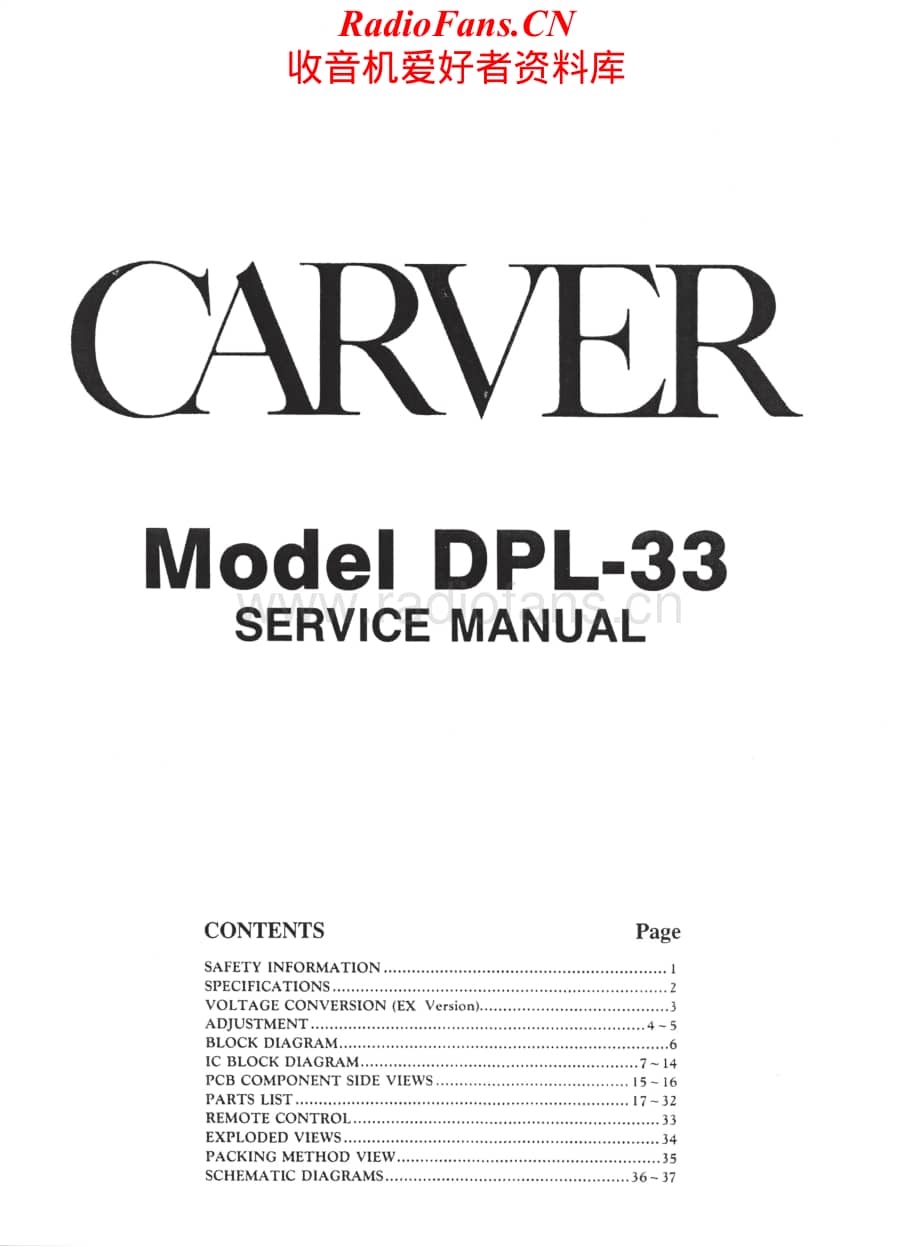 Carver-DPL33-sp-sm维修电路原理图.pdf_第1页