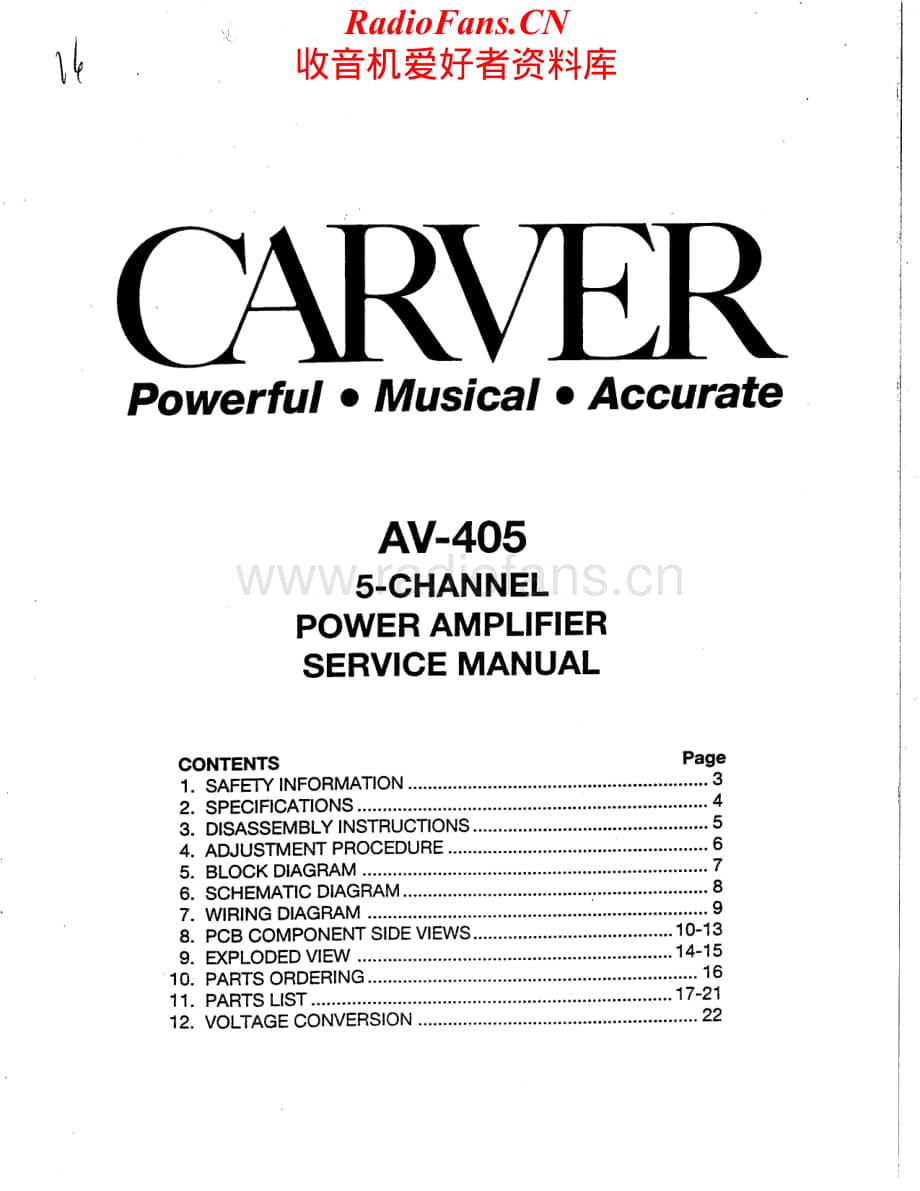 Carver-AV405-sur-sm维修电路原理图.pdf_第1页