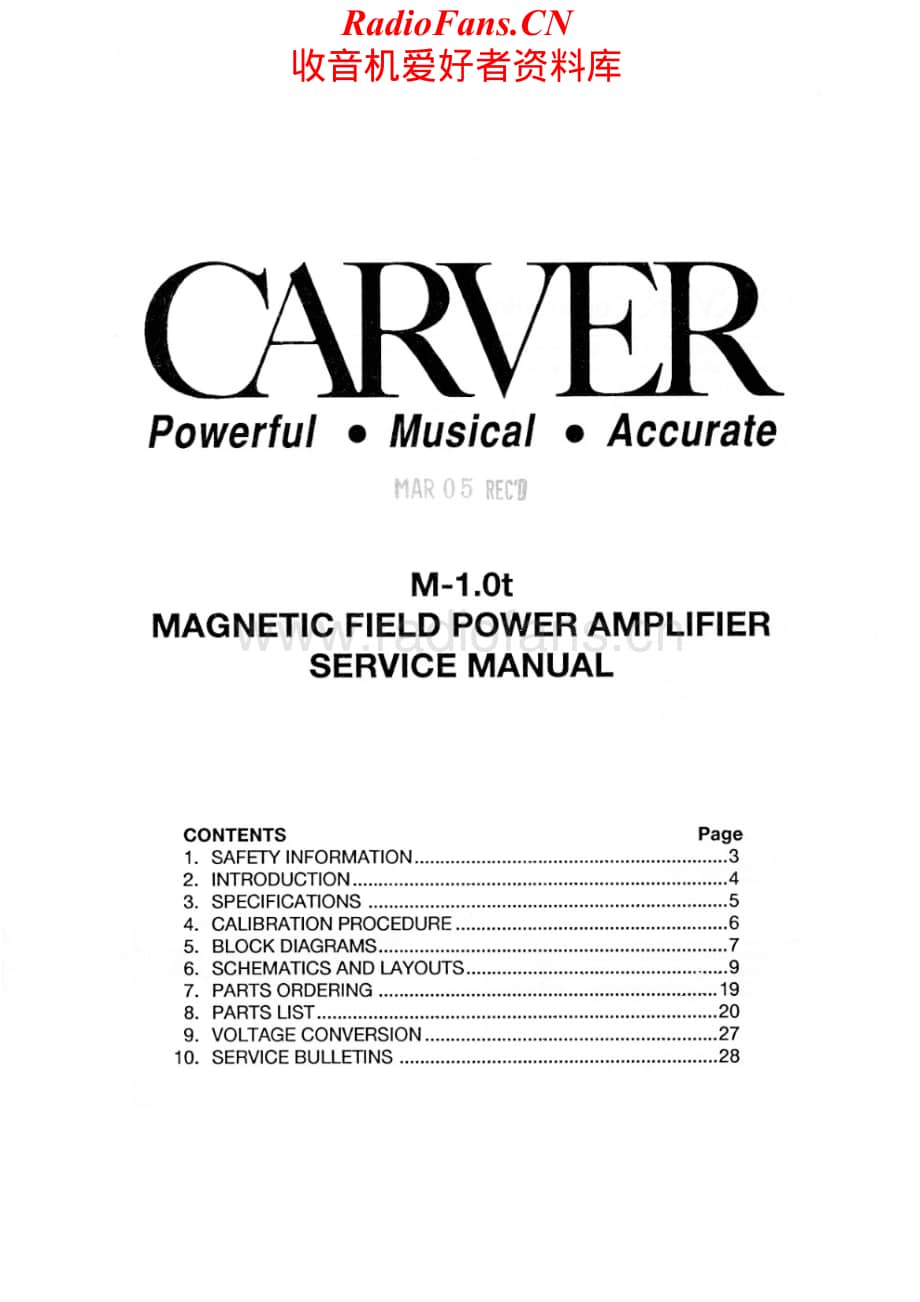 Carver-M1.0T-pwr-sm维修电路原理图.pdf_第1页