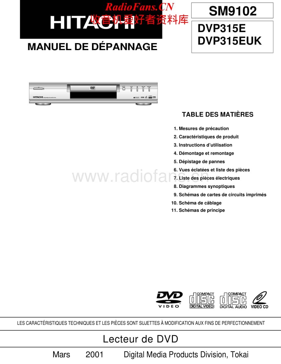 Hitachi-DVP315E-cd-sm维修电路原理图.pdf_第1页
