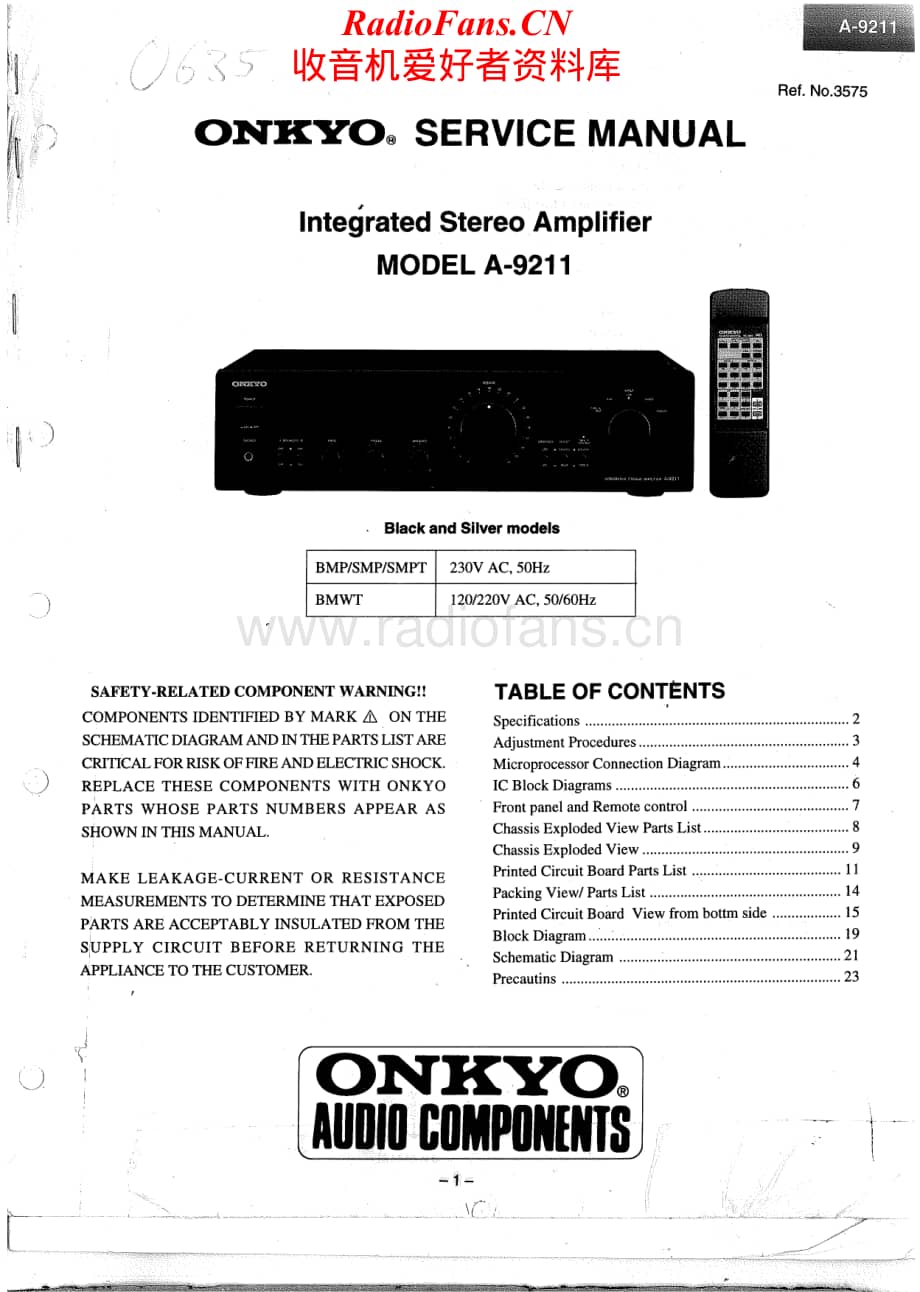 Onkyo-A9211-int-sm维修电路原理图.pdf_第1页