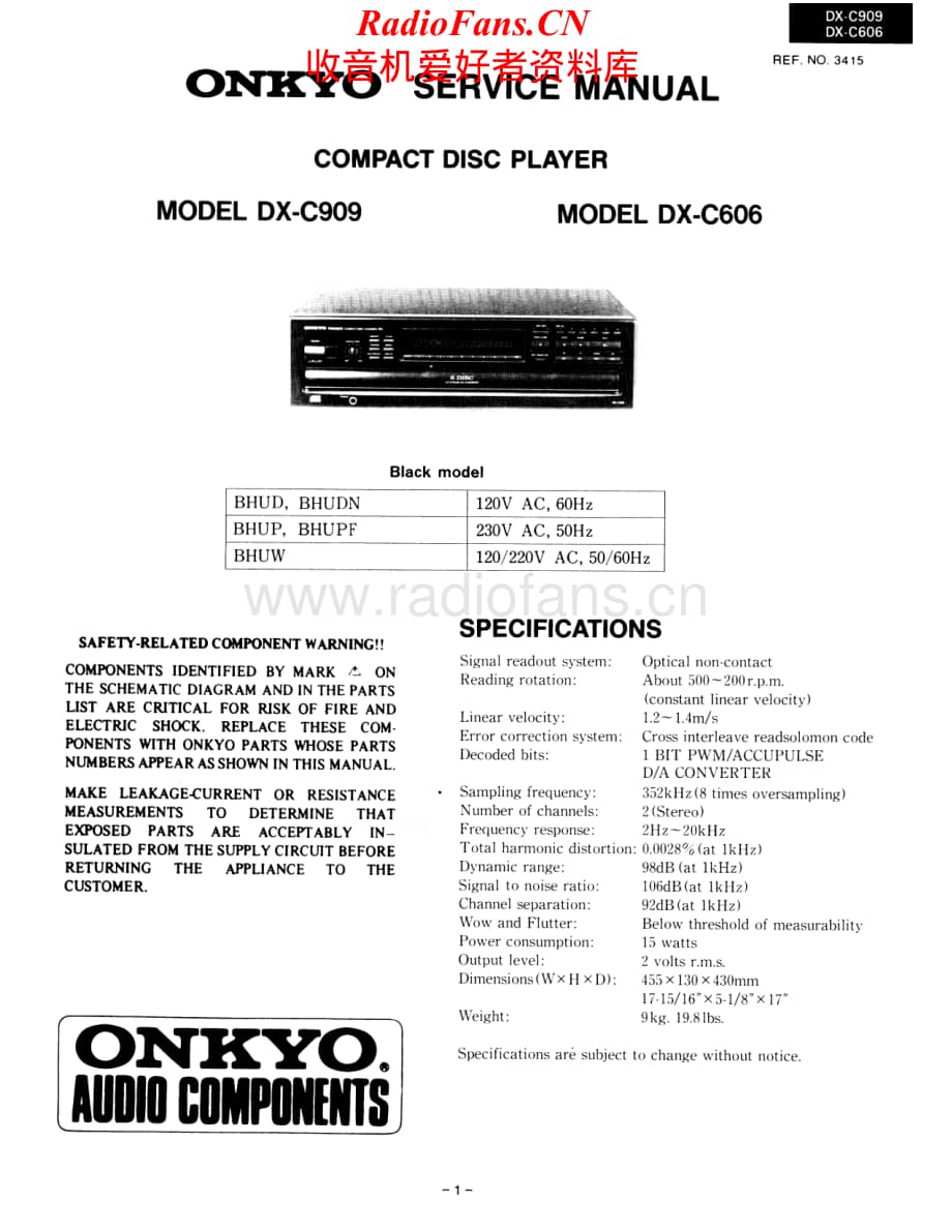 Onkyo-DXC606-cd-sm维修电路原理图.pdf_第1页