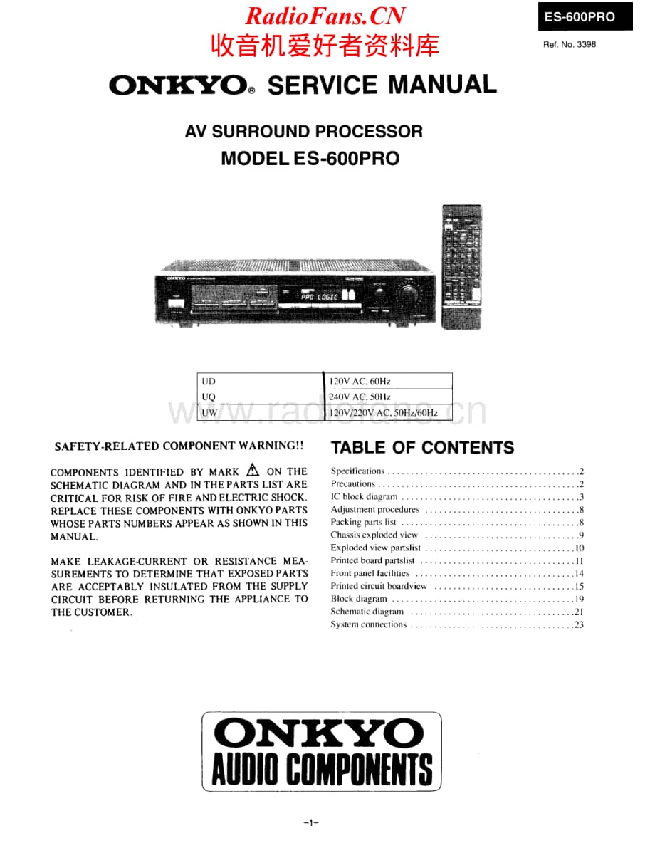 Onkyo-ES600PRO-avsp-sm维修电路原理图.pdf_第1页