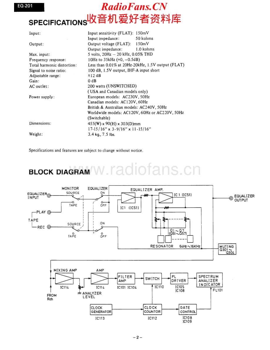 Onkyo-EQ201-eq-sm维修电路原理图.pdf_第2页