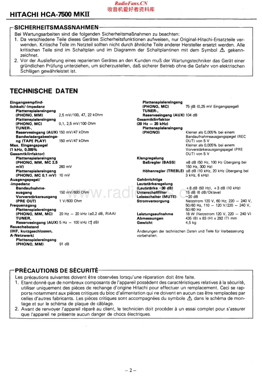 Hitachi-HCA7500MKII-pre-sm维修电路原理图.pdf_第2页