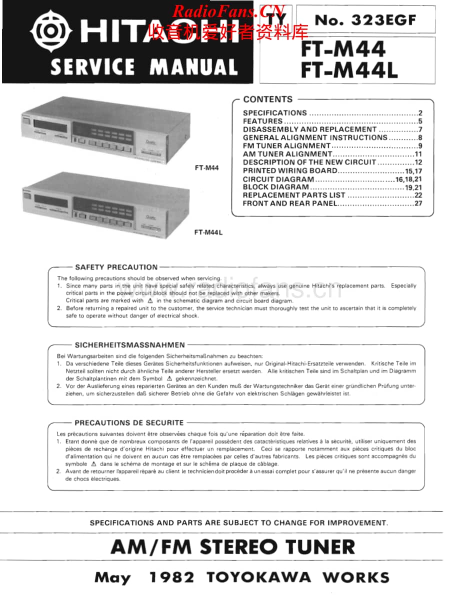 Hitachi-FTM44L-tun-sm维修电路原理图.pdf_第1页