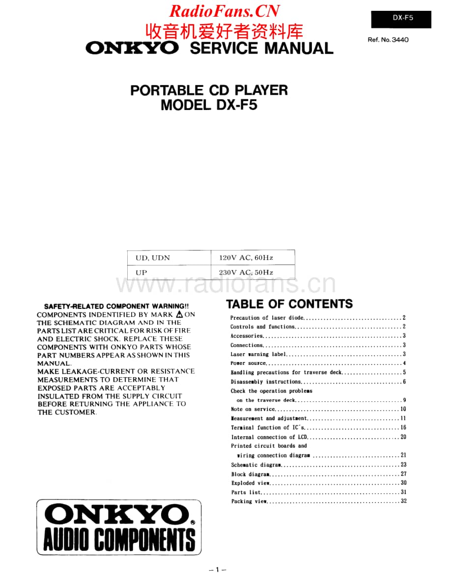 Onkyo-DXF5-cd-sm维修电路原理图.pdf_第1页