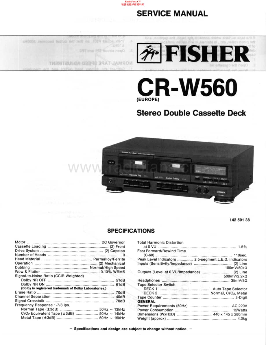 Fisher-CRW560-tape-sch维修电路原理图.pdf_第1页