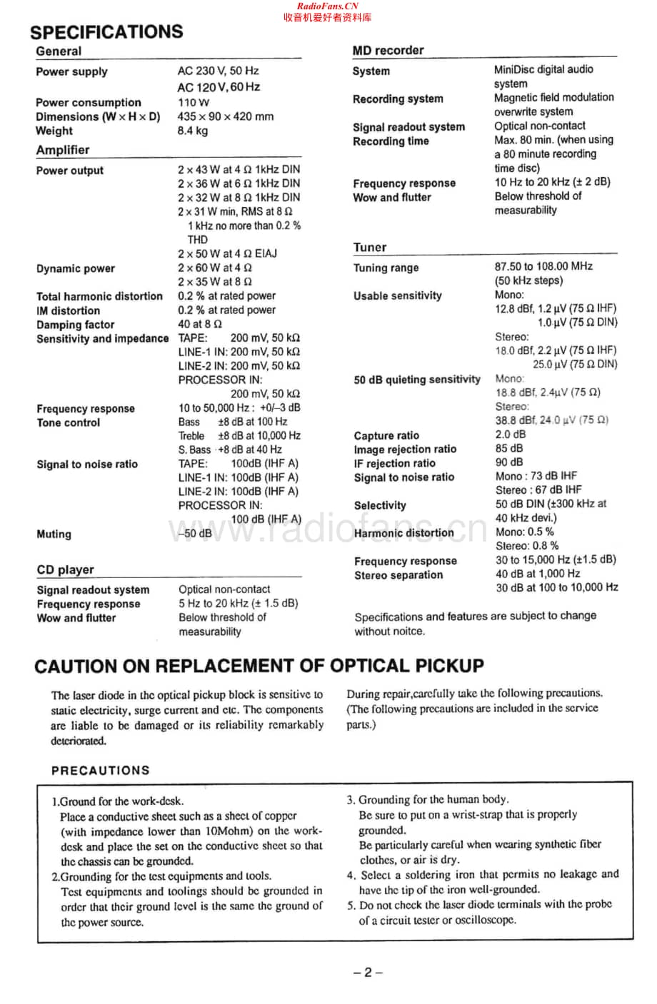 Onkyo-FR435-cdmd-sm维修电路原理图.pdf_第2页