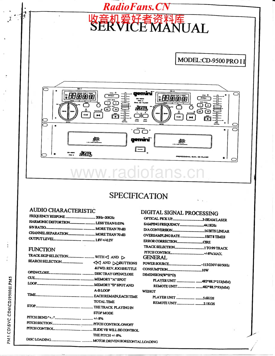 Gemini-CD9500PROII-cd-sm维修电路原理图.pdf_第1页