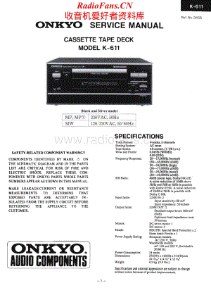 Onkyo-K611-tape-sm维修电路原理图.pdf
