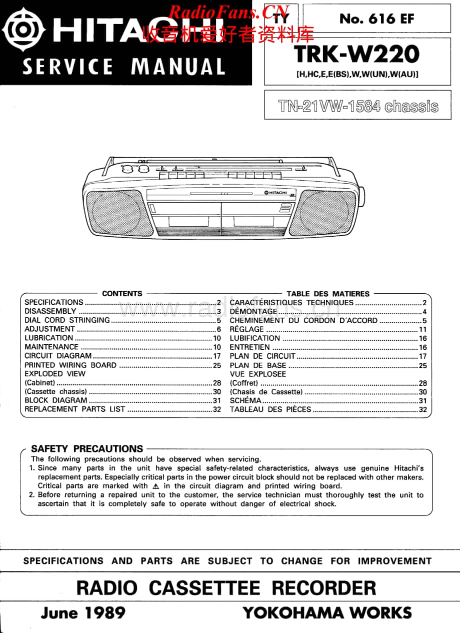 Hitachi-TRKW220-pr-sm维修电路原理图.pdf_第1页