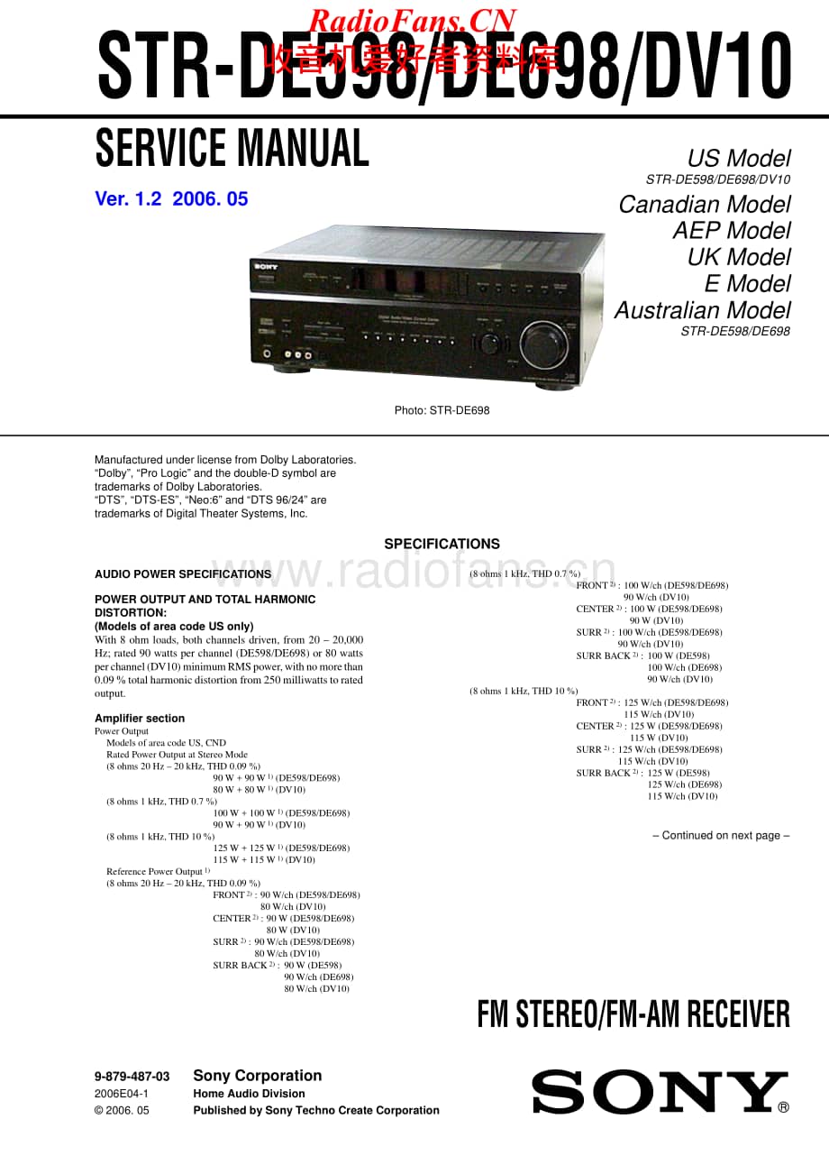 Sony-STRDV10-rec-sm维修电路原理图.pdf_第1页