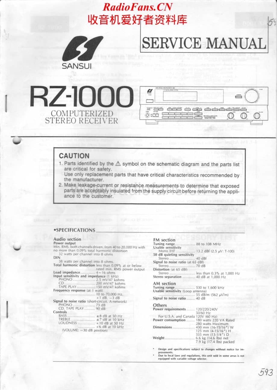 Sansui-RZ1000-rec-sm维修电路原理图.pdf_第1页