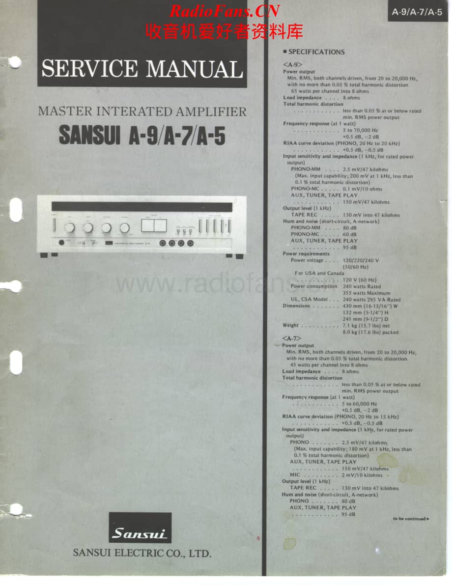 Sansui-A7-int-sm维修电路原理图.pdf_第1页