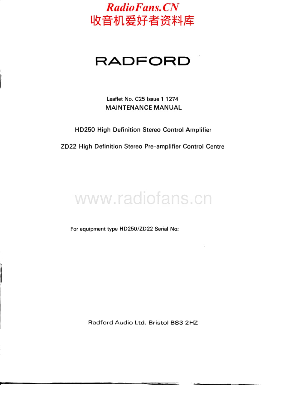 Radford-ZD22-pre-sm维修电路原理图.pdf_第1页
