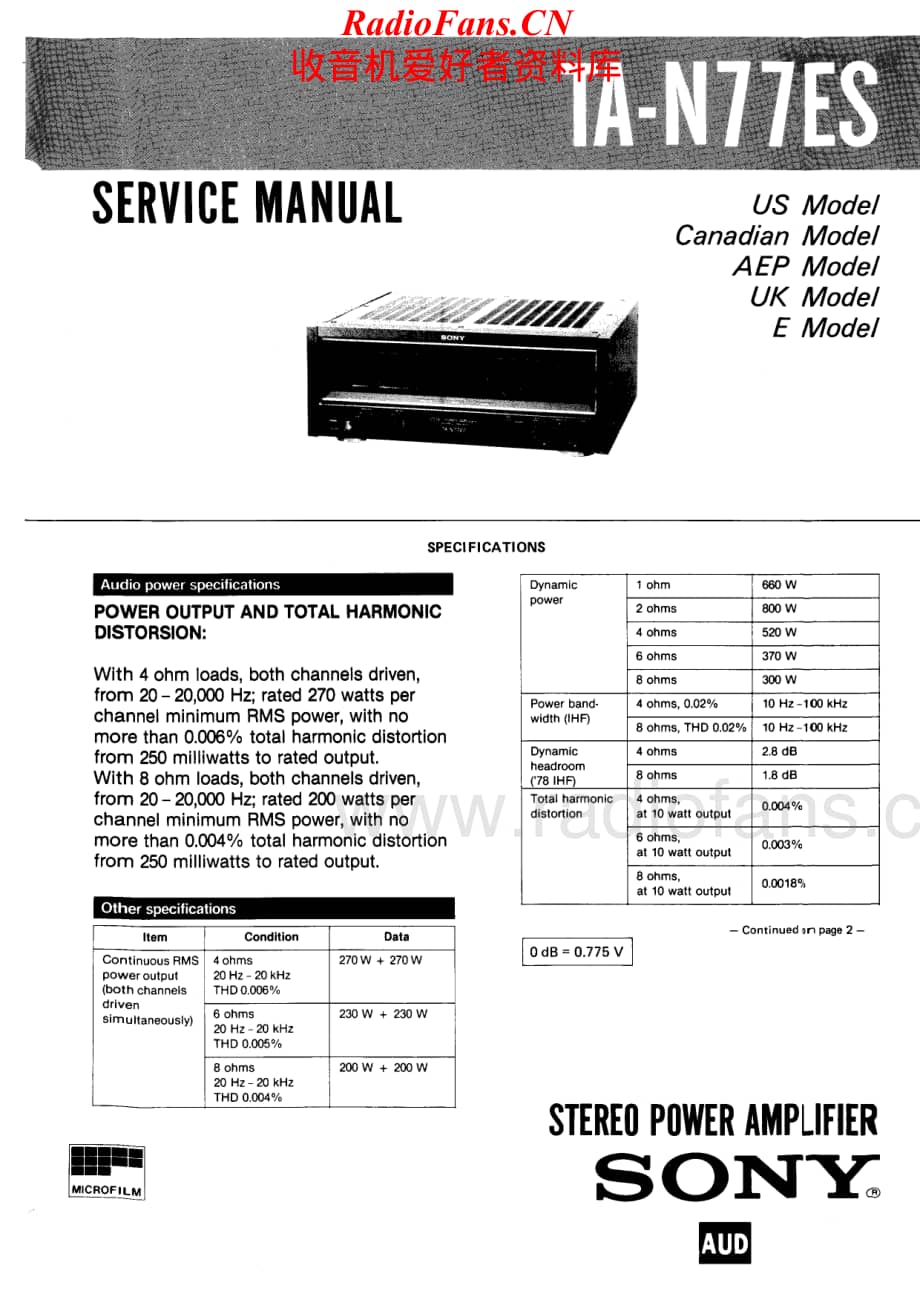 Sony-TAN77ES-pwr-sm维修电路原理图.pdf_第1页