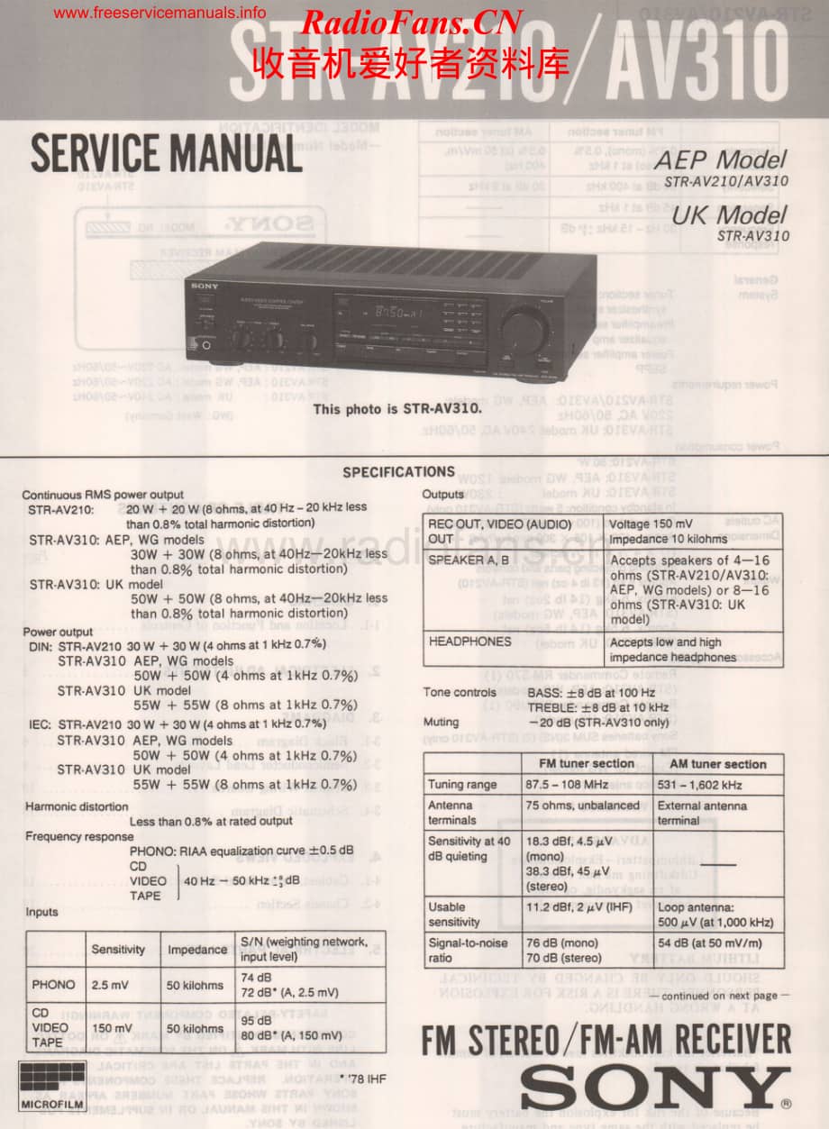 Sony-STRAV310-rec-sm维修电路原理图.pdf_第1页